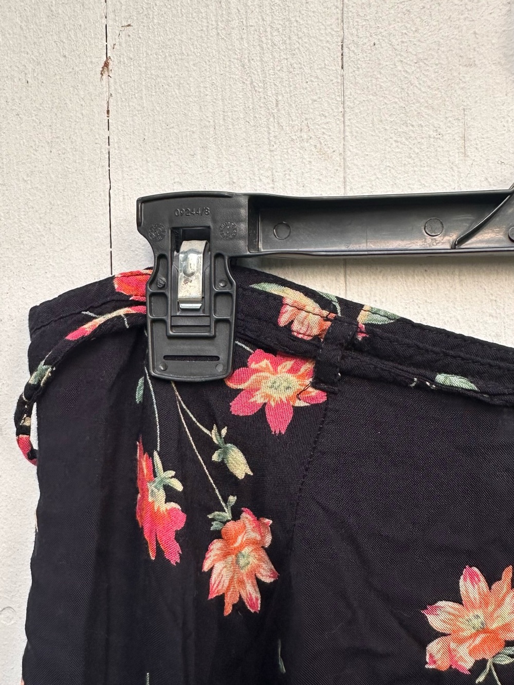 90s-Y2K Cottage Core Flowy Wrap Skirt - Black Floral Maxi by Bass - Picture 5 of 14